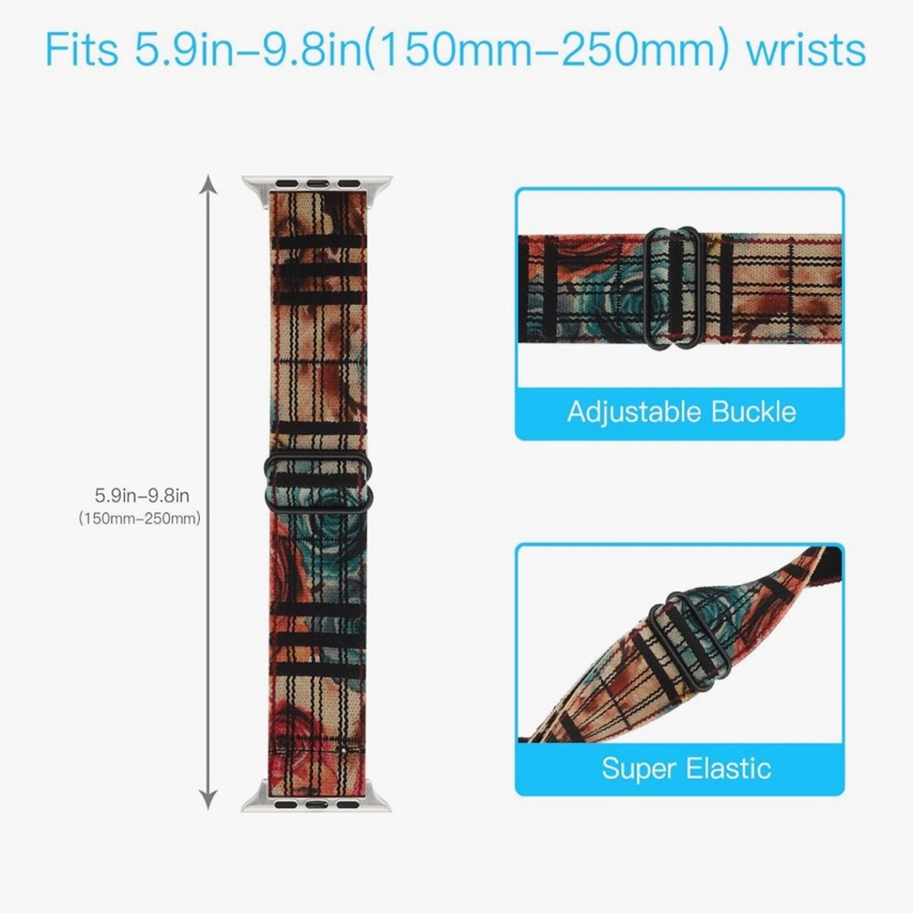 Adjustable Elastic Watch Band Compatible with Apple Watch 38mm 40mm 41mm - Picture 4 of 6